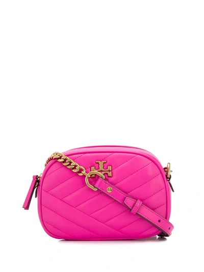 Tory Burch Kira Chevron Small Camera Bag Shoulder Bag In Fuchsia