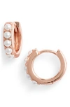 Olivia Burton Imitation Pearl Huggie Hoop Earrings In Rose Gold
