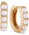 Olivia Burton Imitation Pearl Huggie Hoop Earrings In Gold