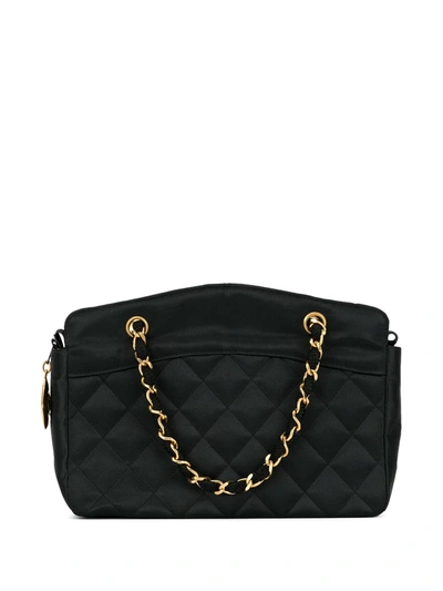 Pre-owned Chanel 1990s Diamond Quilted Chain Tote In Black