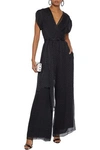 Diane Von Furstenberg Cassandra Printed Silk-chiffon Jumpsuit In Black
