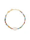 Anni Lu 18kt Gold-plated Alaia Rainbow Beaded Pearl Bracelet In Blue