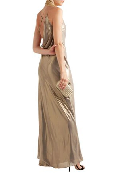 Michelle Mason Draped Lamé Gown In Gold