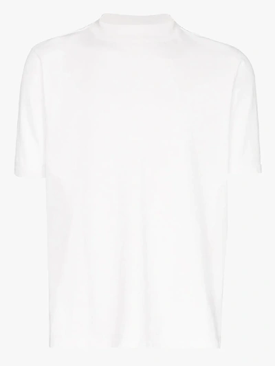 Les Tien Mock Neck Cotton T-shirt In White