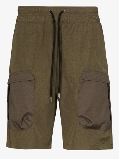 John Elliott Contrast Pocket Cargo Shorts In Green