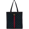 Gucci Gg Velvet And Leather Shopper Tote In Black