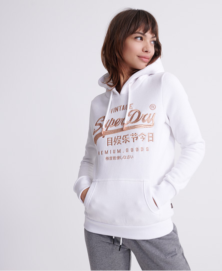 Superdry Premium Goods Luxe Embroidered Hoodie In White | ModeSens