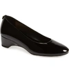 Taryn Rose Babs Soft Patent Leather Demi-wedge Comfort Pumps In Black Patent Leather