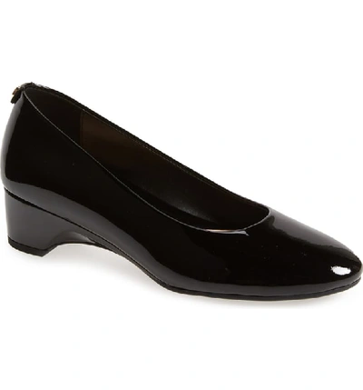 Taryn Rose Babs Soft Patent Leather Demi-wedge Comfort Pumps In Black Patent Leather