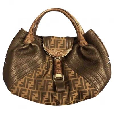 Pre-owned Fendi Spy Cloth Handbag In Brown