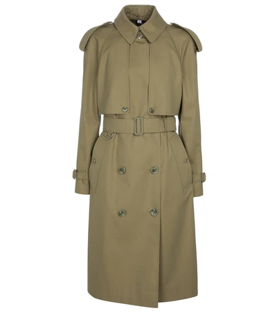 Burberry Waterloo Cotton Canvas Trench Coat In Green,khaki