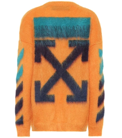 Off-white Mohair And Wool-blend Sweater In Orange