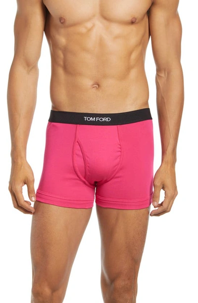 Tom Ford Logo-embroidered Cotton-blend Jersey Boxers In Fushia (pink)