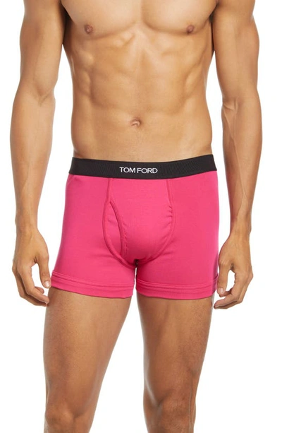 Tom Ford Logo-embroidered Cotton-blend Jersey Boxers In Hot Pink