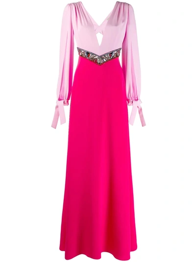 Pucci Sequin Embellished Colour Block Dress In Pink