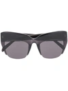 Emilio Pucci Semi-rimless Oversized Frame Sunglasses In Black