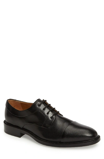Cole Haan Warren Cap-toe Leather Oxford, Black In Black Leather