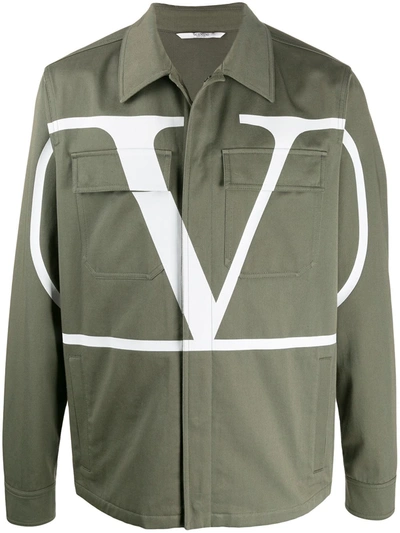 Valentino Vlogo Print Jacket In Green
