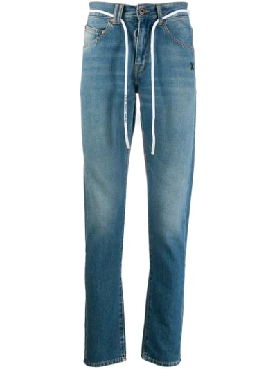 Off-white Cord Belt Slim-fit Jeans In Blue
