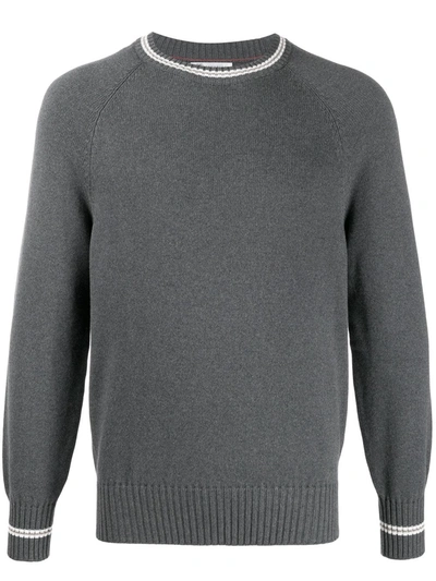 Brunello Cucinelli Contrast Trim Jumper In Grey