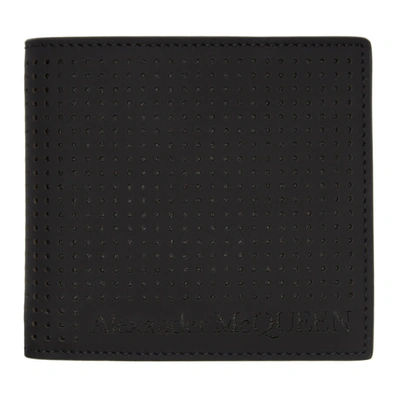 Alexander Mcqueen Perforated Leather Billfold Wallet In Black