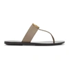 Gucci Leather Thong Sandal With Double G In Mud