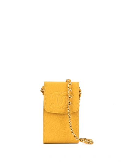 Pre-owned Chanel 1997 Chain Shoulder Bag In Yellow