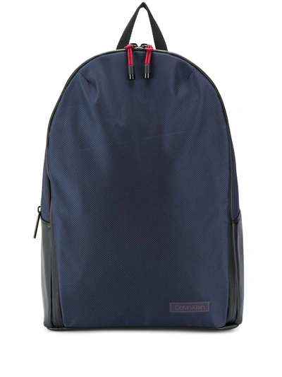 Calvin Klein Logo Backpack In Blue