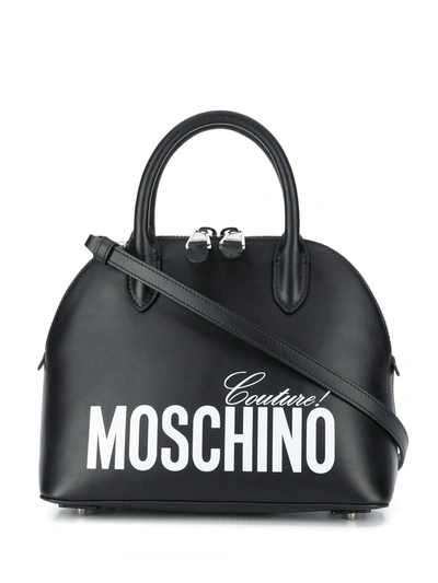 Moschino Logo Print Tote In Black