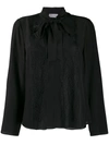 Red Valentino Lace-trimmed Pussy-bow Blouse In Black