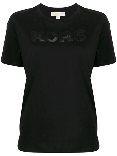 Michael Michael Kors Sequin-logo T-shirt In Black