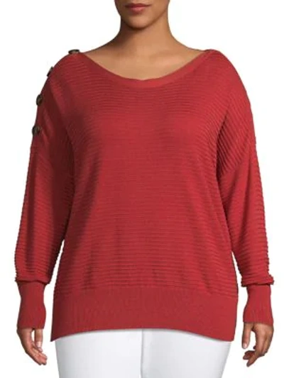 Laundry By Shelli Segal Ribbed Puff-sleeve Sweater In Spice