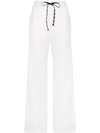 Fendi Wide-leg Logo Stripe Track Pants In White