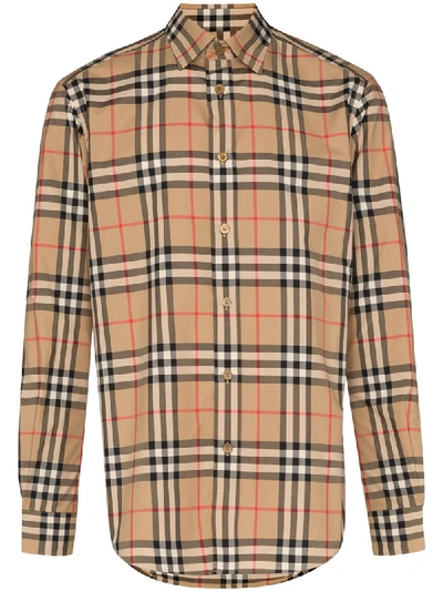 Burberry Caxton Vintage Check Print Shirt In Brown