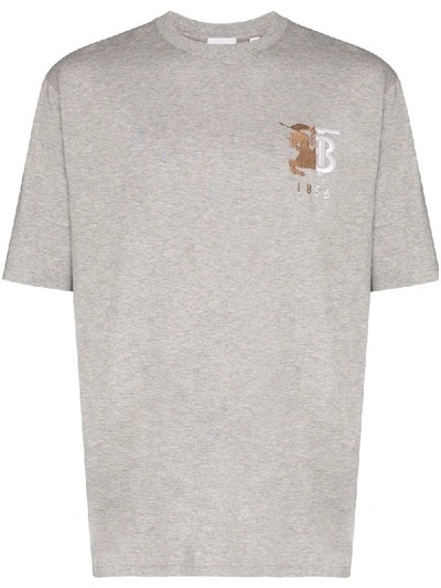 Burberry Hesford Logo Embroidered T-shirt In Grey
