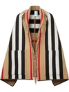 Burberry Icon Stripe Wool Cashmere Jacquard Cape In Beige