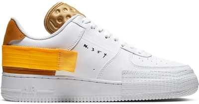 Pre-owned Nike  Air Force 1 Type White Gold In White/gold Suede-club Gold-university Gold