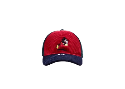 Pre-owned Kith  X Disney Colorblocked Corduroy Mickey Cap Red