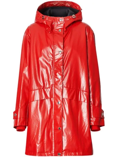 Burberry Horseferry-print Parka Coat In Red