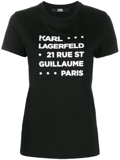 Karl Lagerfeld Stacked Logo Address T-shirt In Black