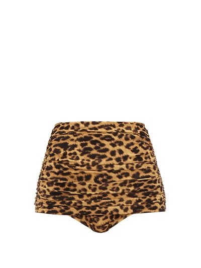 Norma Kamali Bill Leopard-print High-rise Bikini Briefs In Leopard Print