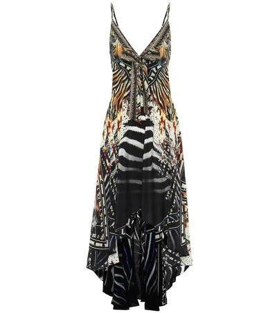 Camilla Lost Paradise Underwater-print Silk-crepe Dress In Black/animal Print