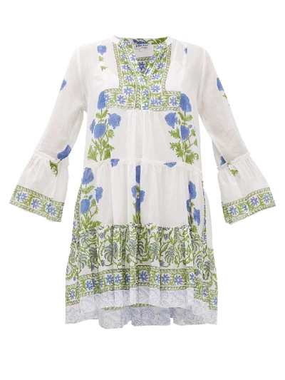 Juliet Dunn Tiered Floral-print Cotton Dress In White