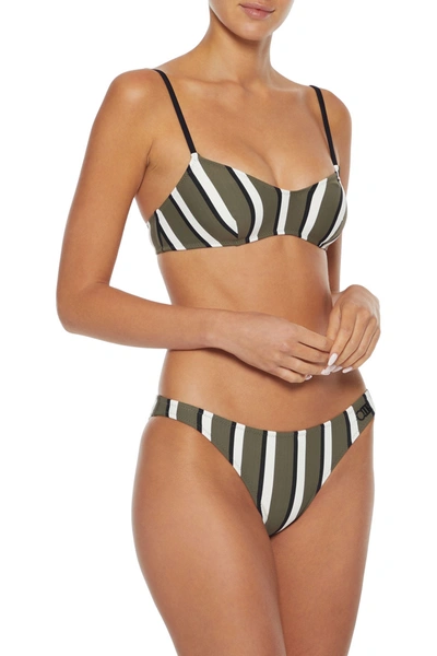 Solid & Striped The Rachel Striped Low-rise Bikini Briefs In Stripe Olive