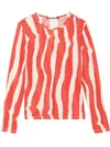 Proenza Schouler Zebra-print Cotton Long-sleeved T-shirt In Orange