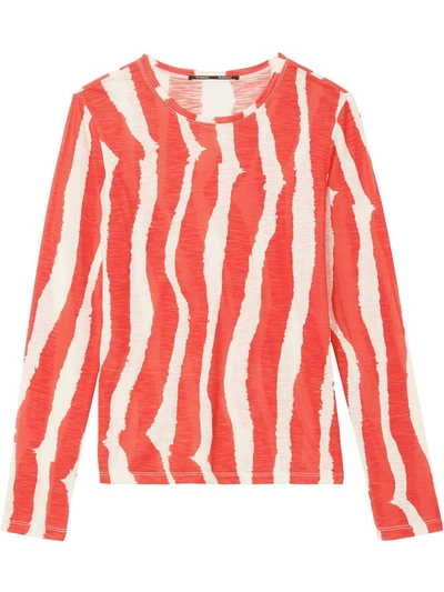 Proenza Schouler Zebra-print Cotton Long-sleeved T-shirt In Orange