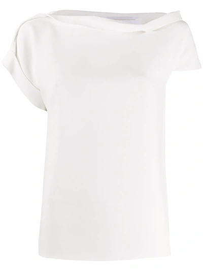 Roland Mouret Olinda Draped-neckline Crepe Top In White