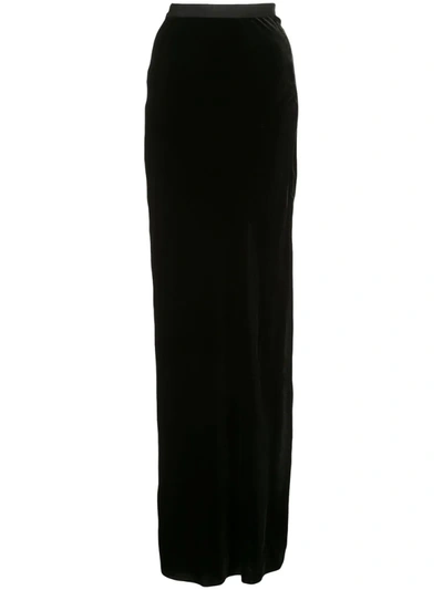 Nili Lotan Azalea Side-slit Velvet Maxi Skirt In Black