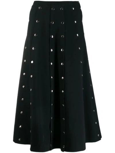 Christopher Kane Snap-embellished Stretch-crepe Midi Skirt In Black
