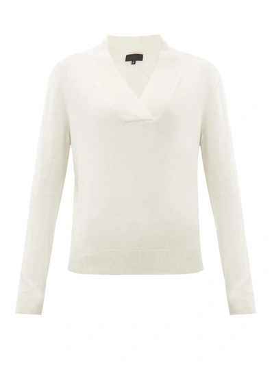 Nili Lotan Beacon Shawl-collar Cashmere Sweater In Cream